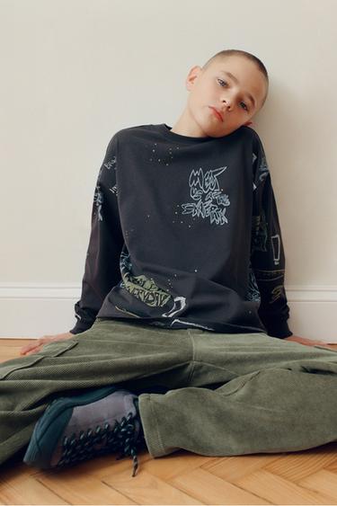 GRAFFITI PRINT T-SHIRT - Dark anthracite by Zara