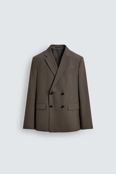 DOUBLE-BREASTED SUIT BLAZER - Taupe grey by Zara