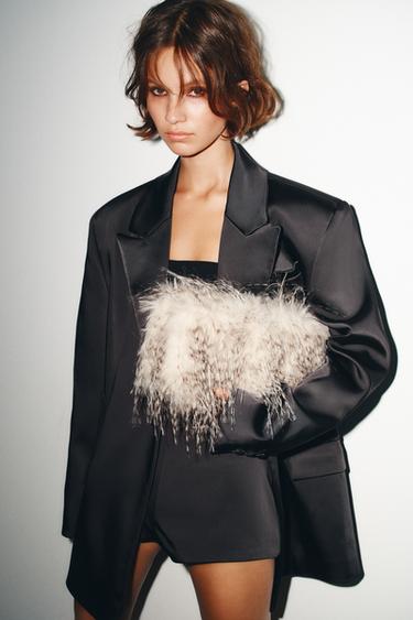 FAUX FUR CLUTCH BAG - Grey by Zara