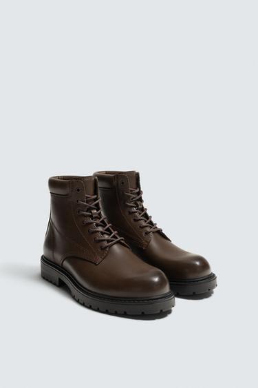 CHUNKY LACE-UP BOOTS - Brown by Zara