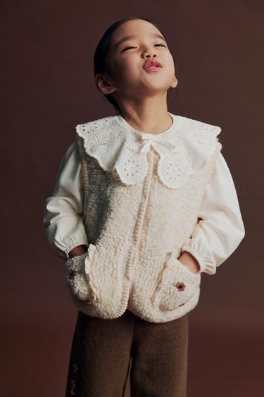 EMBROIDERED FLOWER KNIT TROUSERS - Chocolate by Zara