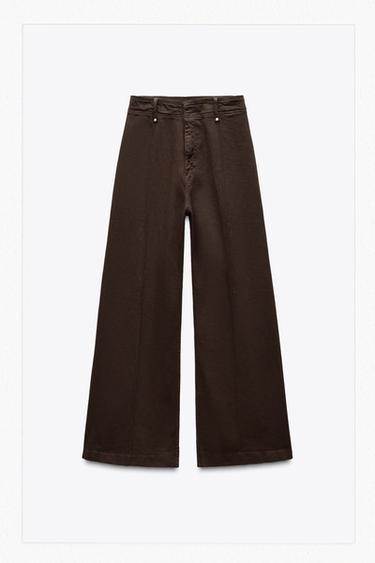 ZW COLLECTION WIDE-LEG HIGH-WAIST JEANS - Brown by Zara