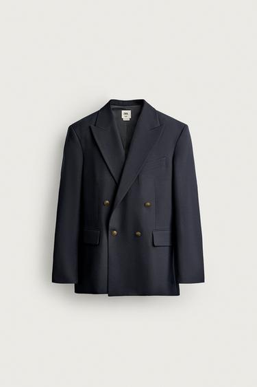 DOUBLE-BREASTED GOLD BUTTON BLAZER - Navy blue by Zara