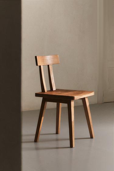 WOODEN CHAIR WITH BACK - Light beige by Zara