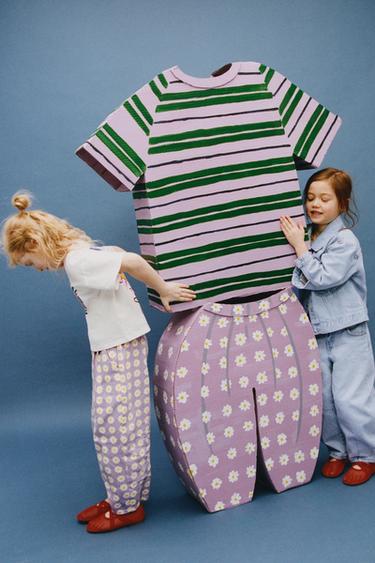 TWILL BALLOON TROUSERS WITH FLOWERS - Lilac by Zara