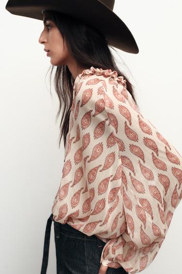 PRINTED SHIRT WITH METALLIC THREAD - Multicoloured by Zara
