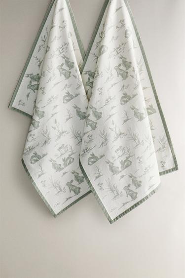 PACK OF COTTON TEA TOWELS (PACK OF 2) - Ecru by Zara - Image 0