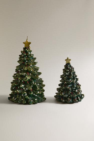 DECORATIVE CHRISTMAS TREE CANDLE - Green by Zara
