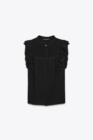 ROMANTIC RUFFLED BLOUSE - Black by Zara