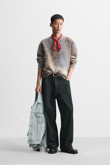BRUSHED TEXTURED JACQUARD SWEATER - Taupe grey by Zara - Image 0
