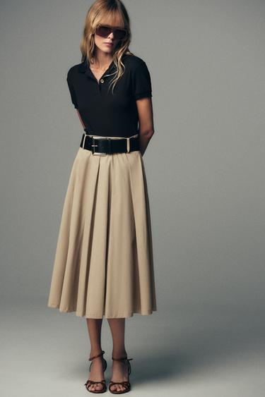 BELTED COMBINATION DRESS - Sand / Black by Zara
