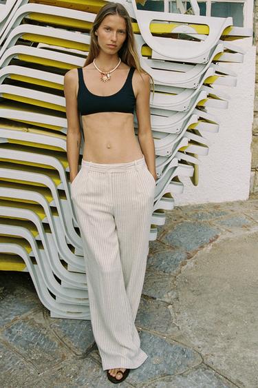STRIPED WIDE-LEG TROUSERS - striped by Zara - Image 0