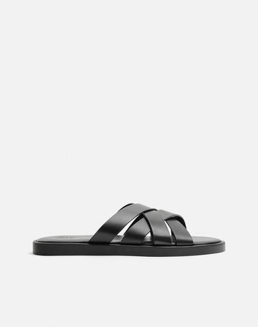 LEATHER STRAP SANDALS - Black by Zara