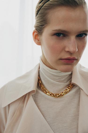 METAL CHAIN NECKLACE - Golden by Zara
