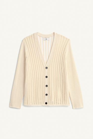 OPENWORK TEXTURED CARDIGAN - Light beige by Zara