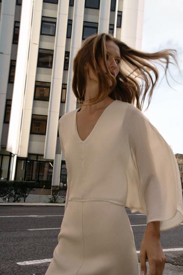 COMBINED KNIT BLOUSE - Ecru by Zara