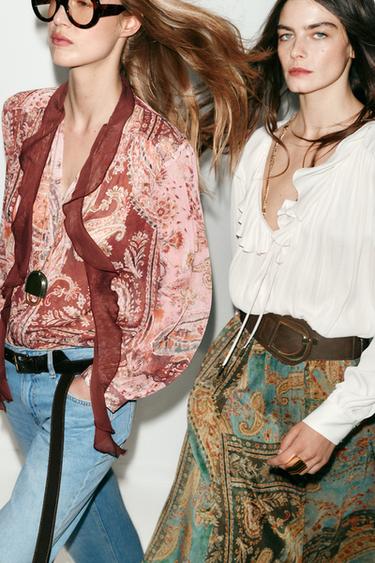 PRINTED BLOUSE WITH BOW - Multicoloured by Zara