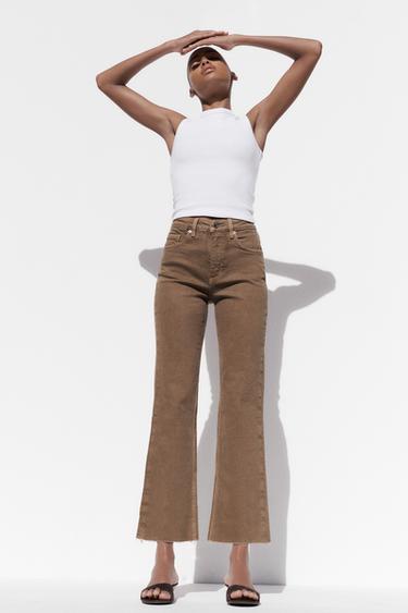 TRF CROPPED FLARE HIGH-WAIST JEANS - Brown / Taupe by Zara