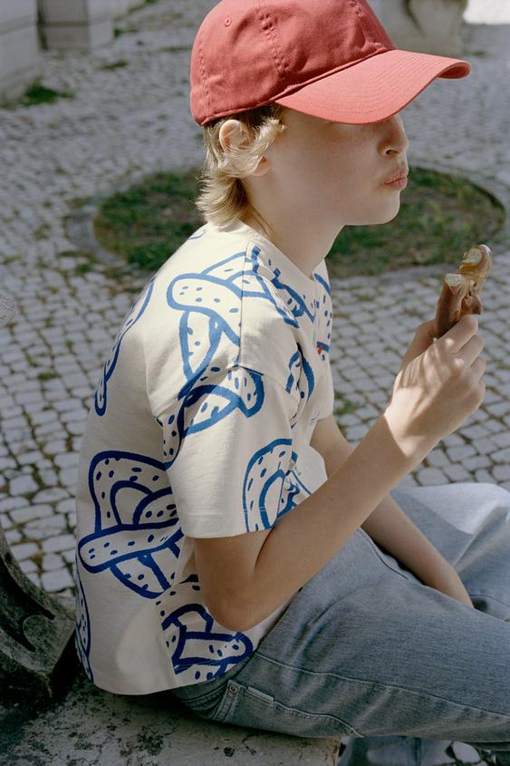PRETZEL PRINT T-SHIRT - Oyster-white by Zara - Image 0