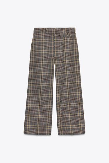 ZW COLLECTION CHECK ANKLE GRAZER TROUSERS - Multicoloured by Zara