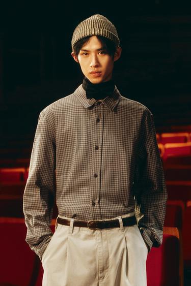 TEXTURED CHECK SHIRT - Beige by Zara