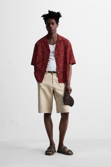 FLORAL TEXTURED SHIRT © OTIS KWAME KYE QUAICOE - Burgundy by Zara - Image 0