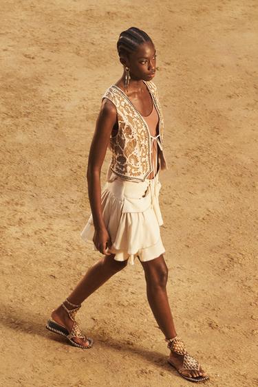 LIMITED EDITION STUDDED EMBROIDERY WAISTCOAT - Ecru by Zara - Image 0