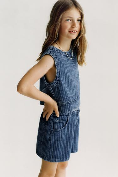 STRIPED DENIM BERMUDA SHORTS - striped by Zara
