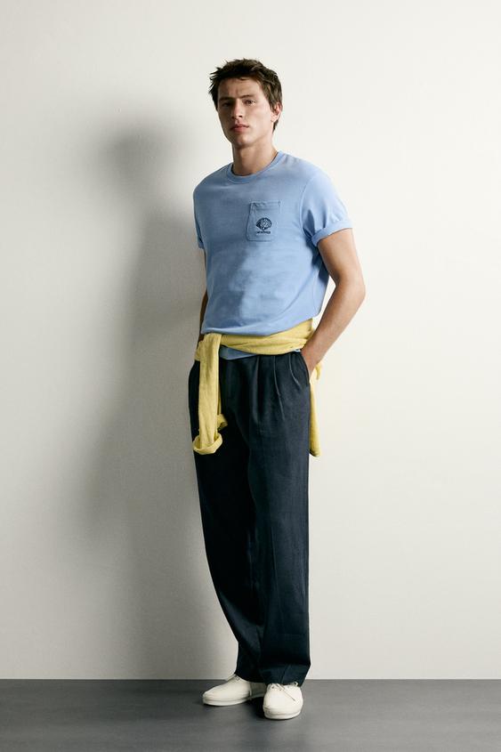 COMBINED RELAXED FIT T-SHIRT - Light blue by Zara - Image 0