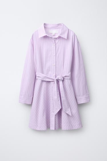 STRIPED SHIRT DRESS - Mauve by Zara