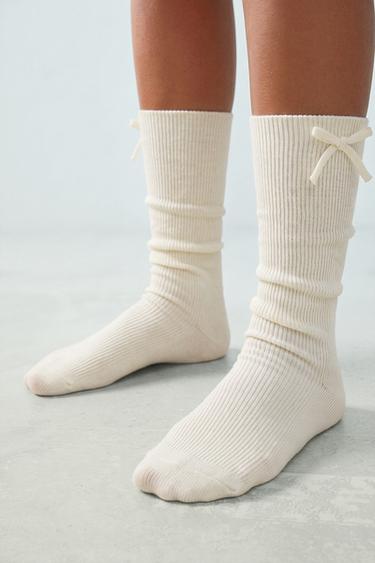 2-PACK OF HIGH BOW SOCKS - Navys / Ecrus by Zara