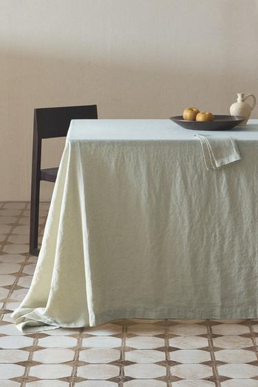 WASHED LINEN TABLECLOTH - Greenish by Zara