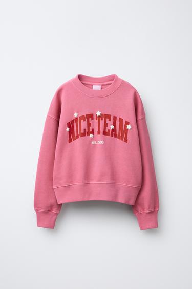 VARSITY PRINT SWEATSHIRT - Chalk pink by Zara