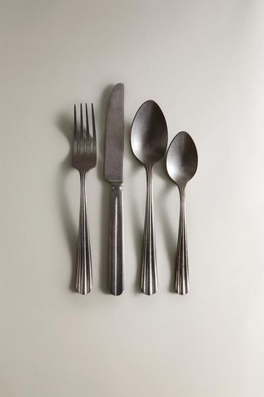 4-PIECE VINTAGE STEEL CUTLERY SET - Aged silver by Zara - Image 0