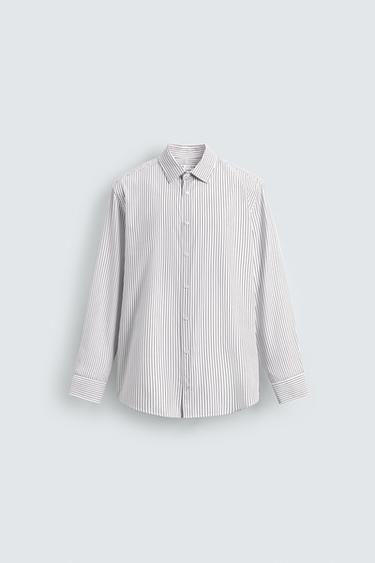 EASY CARE TEXTURED SHIRT - Brown Stripes by Zara