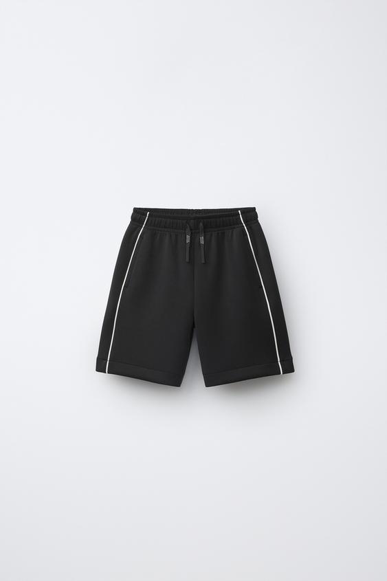 SPORTY BERMUDA SHORTS WITH CONTRAST TRIM - Charcoal by Zara - Image 0