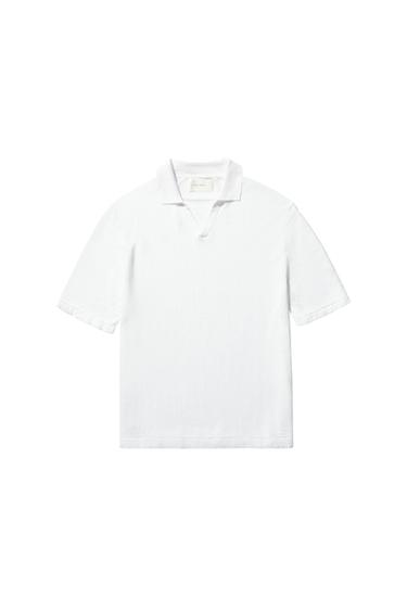 100% HEMP KNIT POLO SHIRT - White by Zara