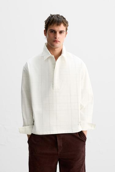 LIMITED EDITION CHECK BOXY FIT OVERSHIRT - White by Zara