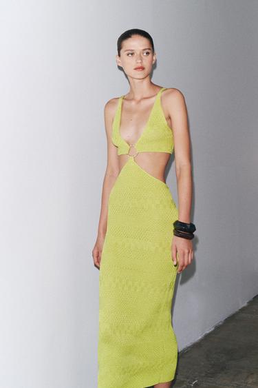 CUT-OUT KNIT DRESS - Lime by Zara