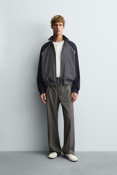 CONTRAST COLOUR BLOCK JACKET - Blue / Grey by Zara - Image 0
