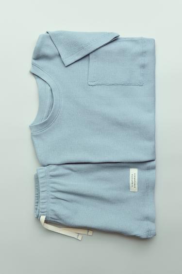 AGES 2-14/ PLAIN TEXTURED PYJAMAS - Blue by Zara