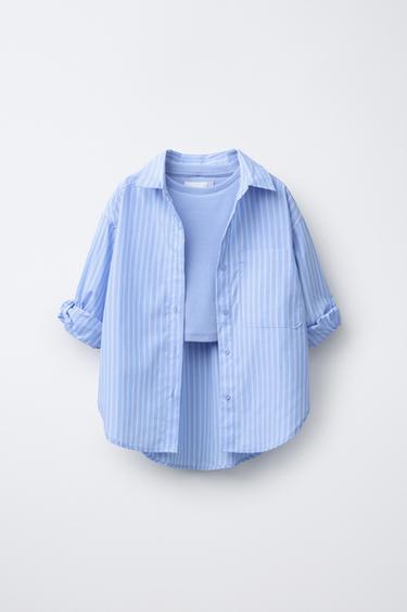 STRIPED OXFORD SHIRT AND RIB T-SHIRT PACK - Blue by Zara - Image 0