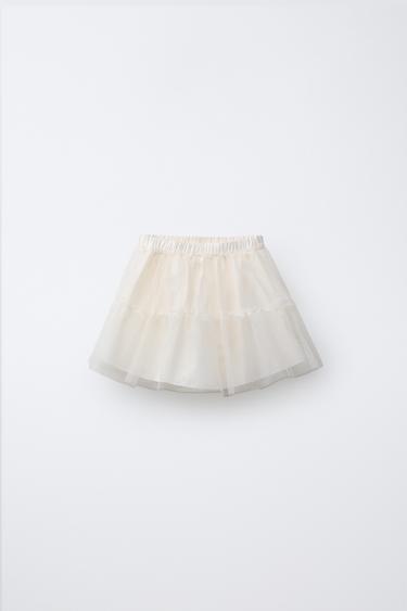 RUFFLED TULLE SKIRT - Ecru by Zara - Image 0