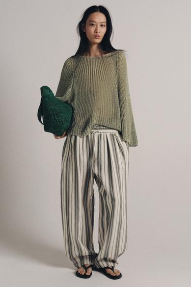 POINTELLE KNIT JUMPER - Light green by Zara