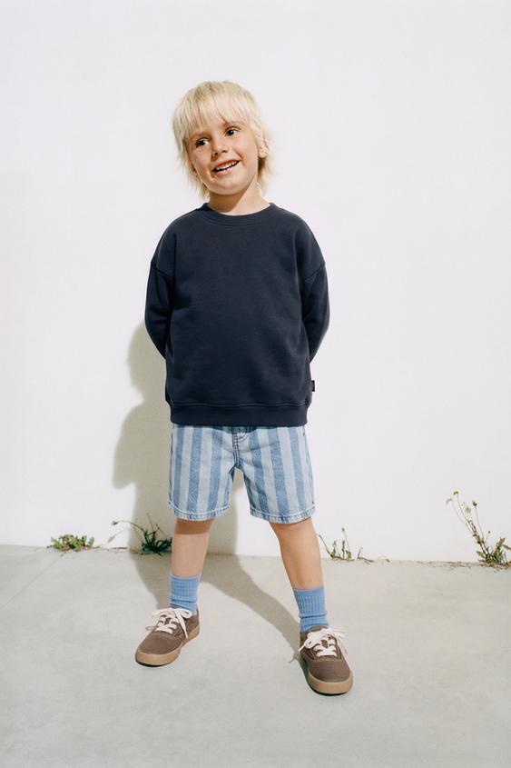 STRIPED DENIM BERMUDA SHORTS - Indigo by Zara - Image 0