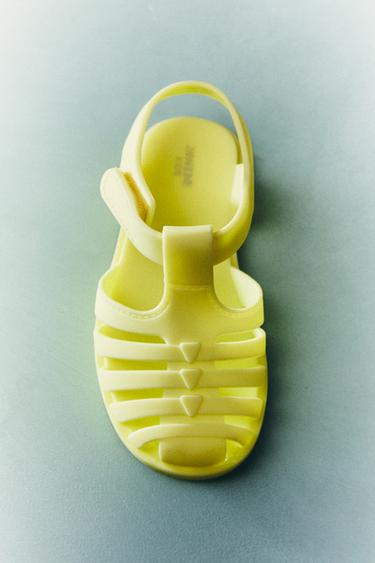RUBBERISED CAGE SANDALS WITH HOOK-AND-LOOP STRAP - Yellow by Zara
