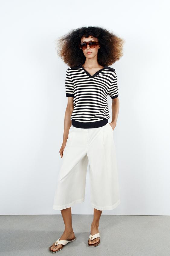 STRIPED SHORT SLEEVE KNIT POLO SHIRT - striped by Zara - Image 0