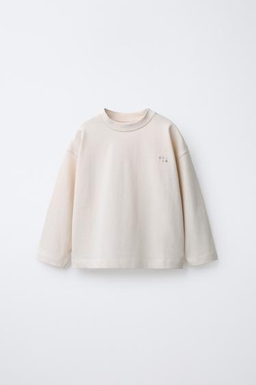 HEAVYWEIGHT EMBROIDERED T-SHIRT - Ecru by Zara
