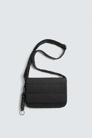 QUILTED NYLON CROSSBODY BAG - Black by Zara