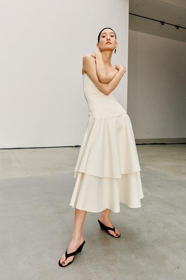 COMBINED RUFFLE DRESS - Ecru by Zara